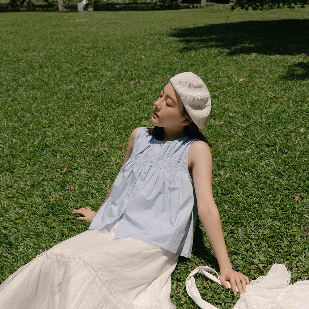 ボタンギャザーブラウス 3色展開