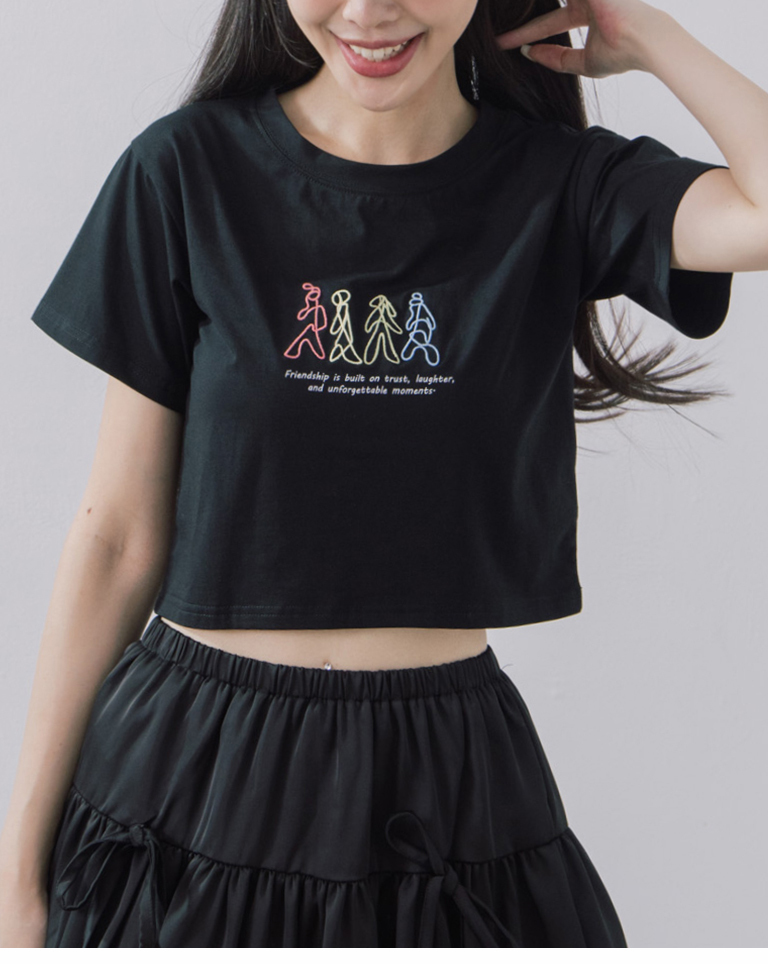 刺繍クロップドTシャツ 2色展開