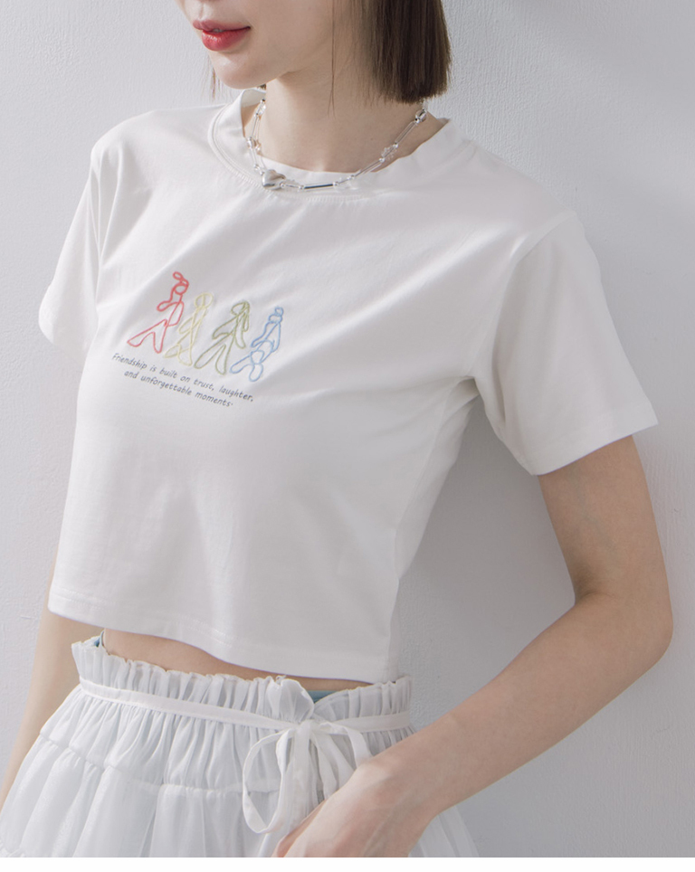 刺繍クロップドTシャツ 2色展開