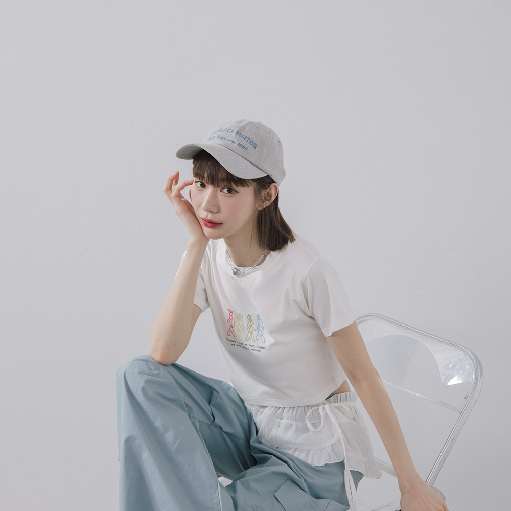 刺繍クロップドTシャツ 2色展開