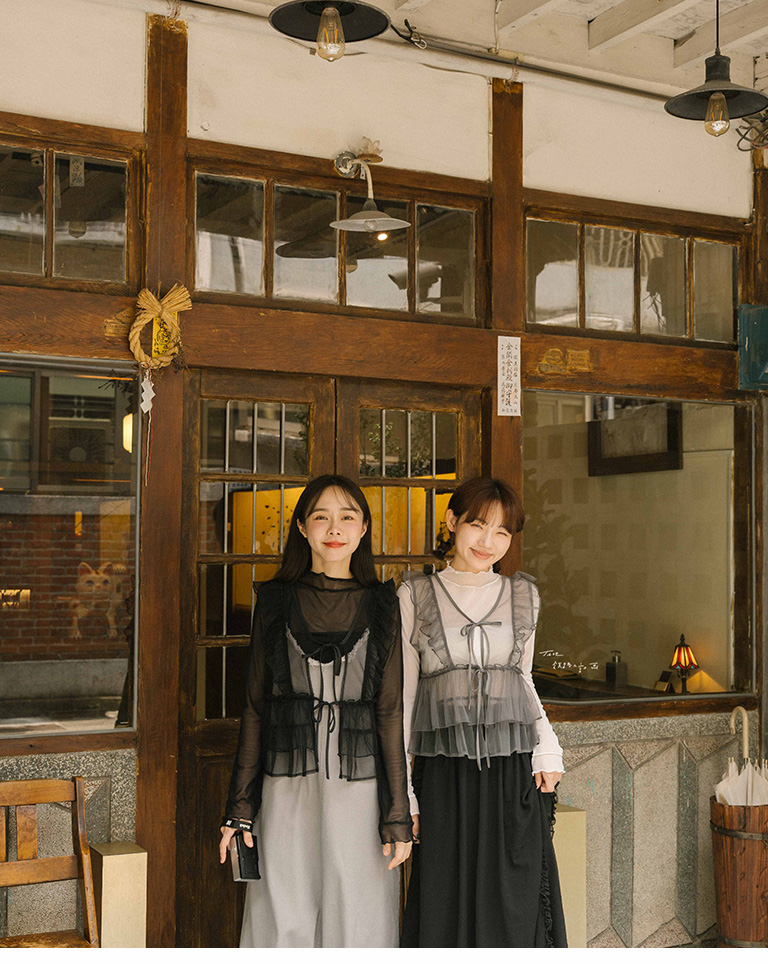 フリルシアーハイネックトップス 7色展開