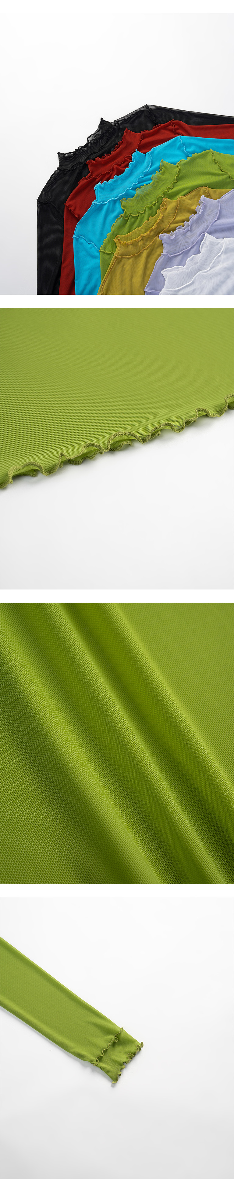 フリルシアーハイネックトップス 7色展開