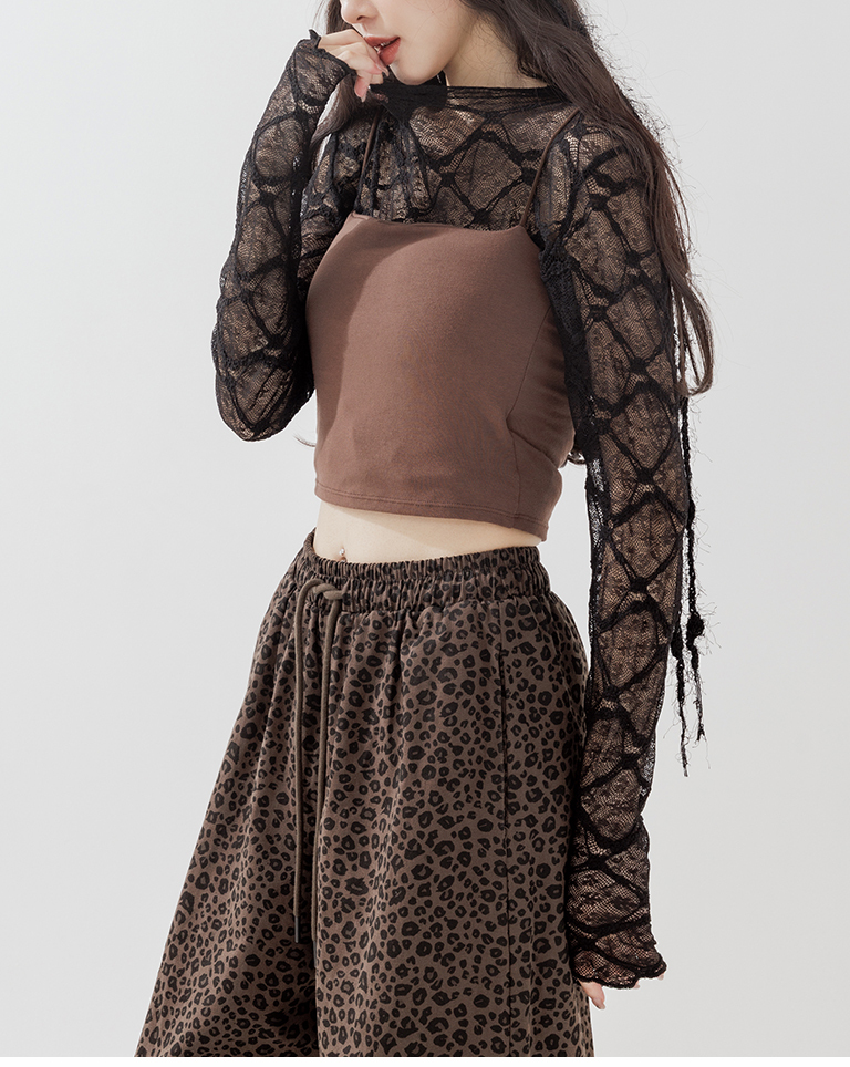 ダイヤ柄レース シアートップス 2色展開