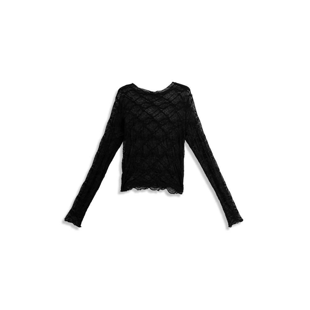 ダイヤ柄レース シアートップス 2色展開