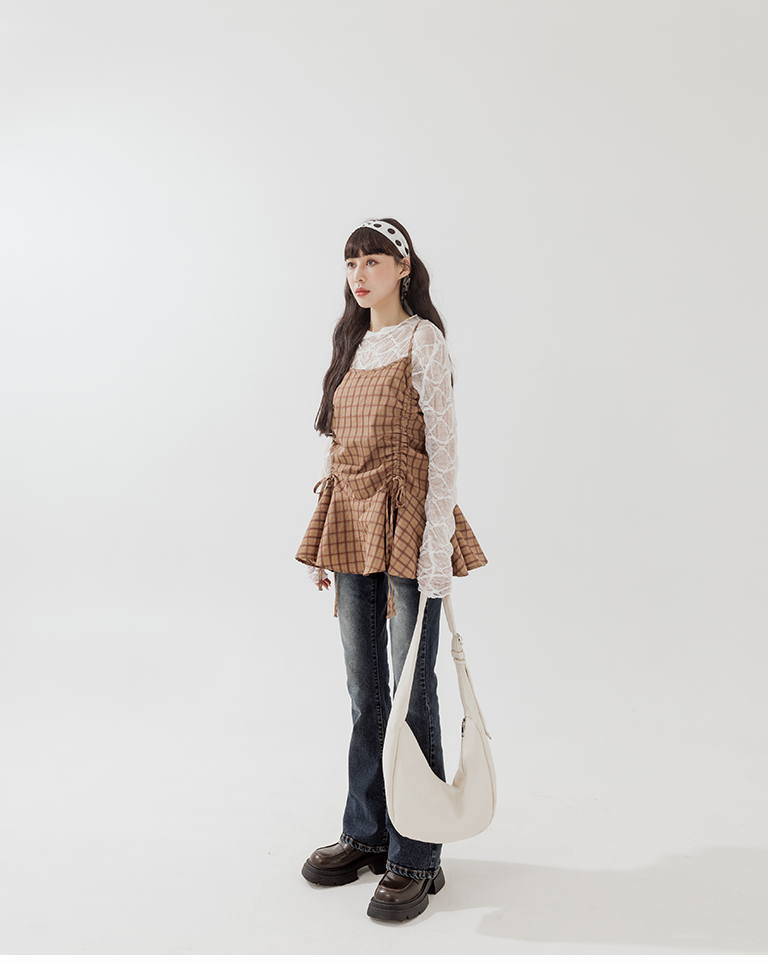 ダイヤ柄レース シアートップス 2色展開