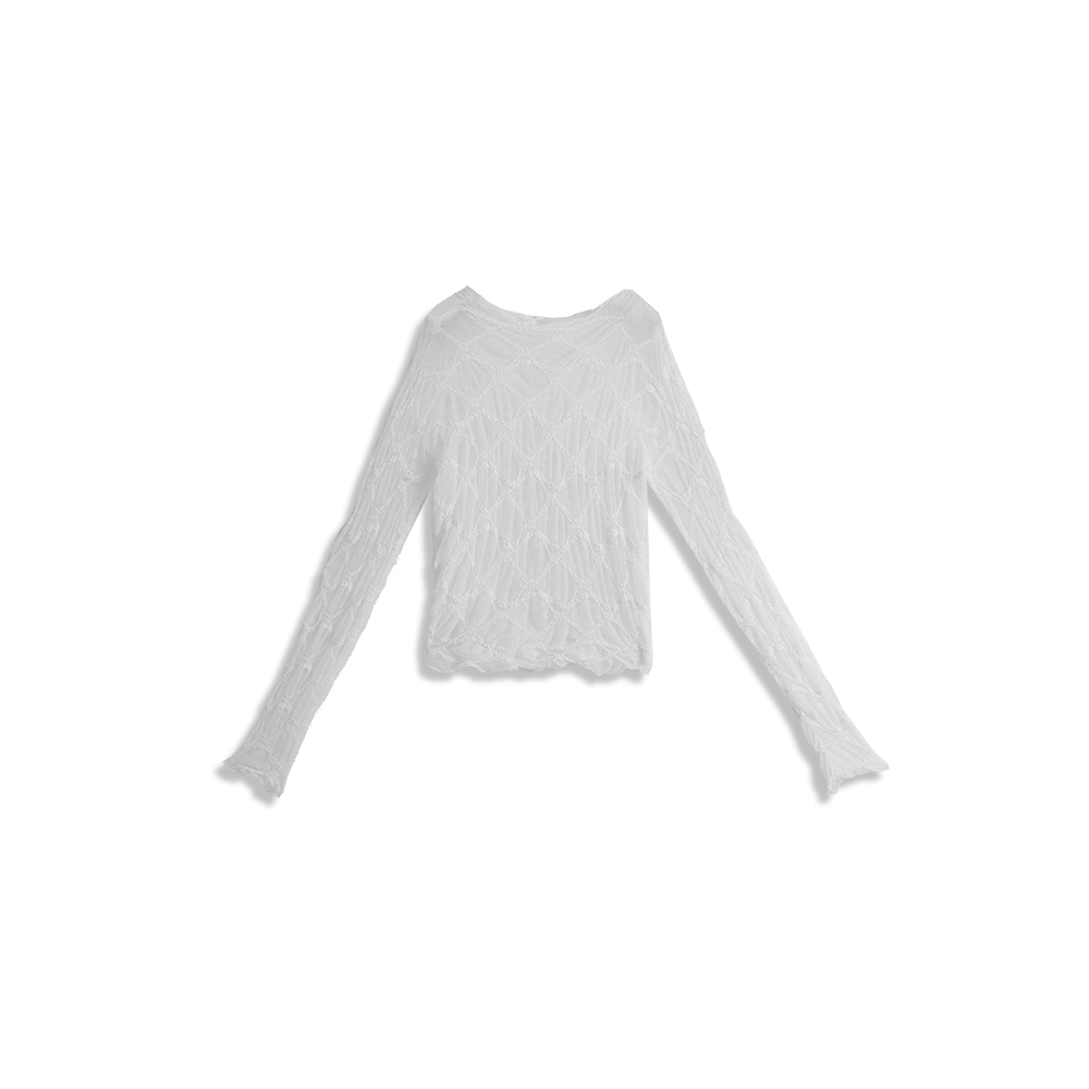 ダイヤ柄レース シアートップス 2色展開