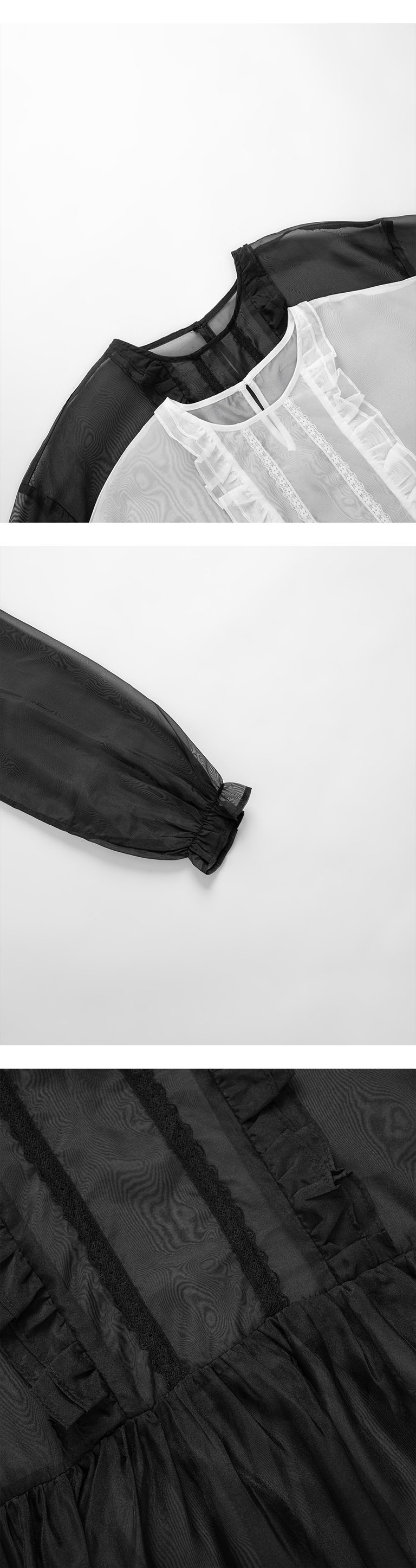 レースフリルシアーブラウス 2色展開