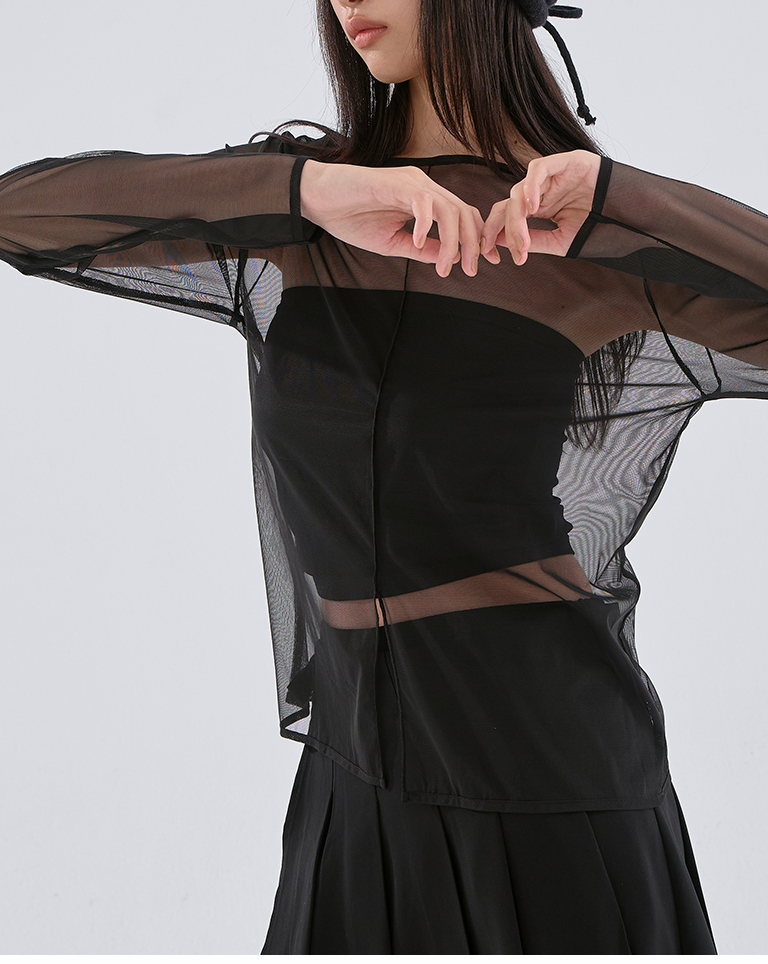 2WAYシアーメッシュトップス 3色展開