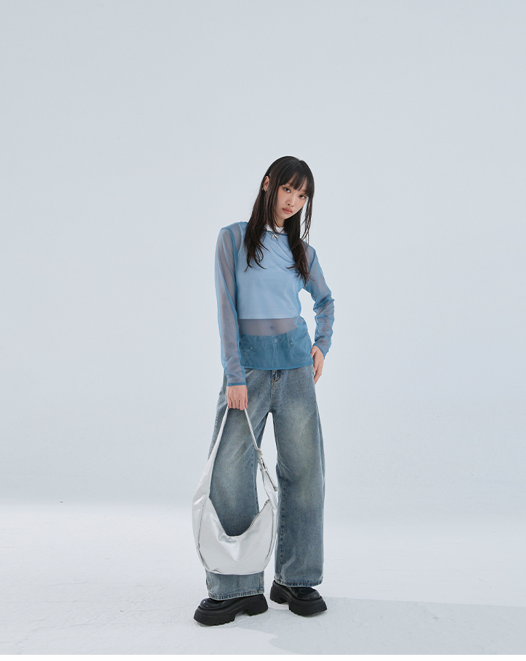 2WAYシアーメッシュトップス 3色展開