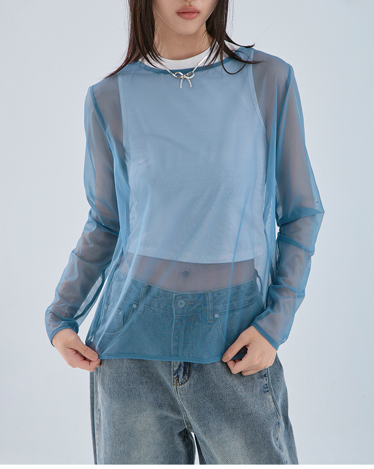 2WAYシアーメッシュトップス 3色展開