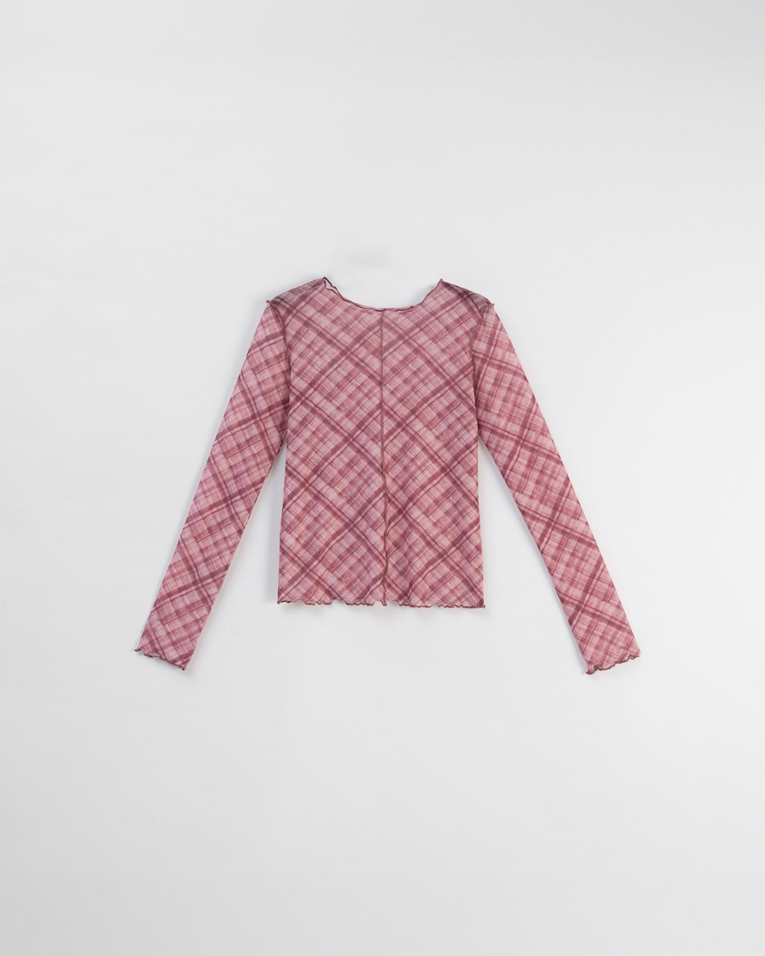 チェック柄フリル透けトップス　4色展開