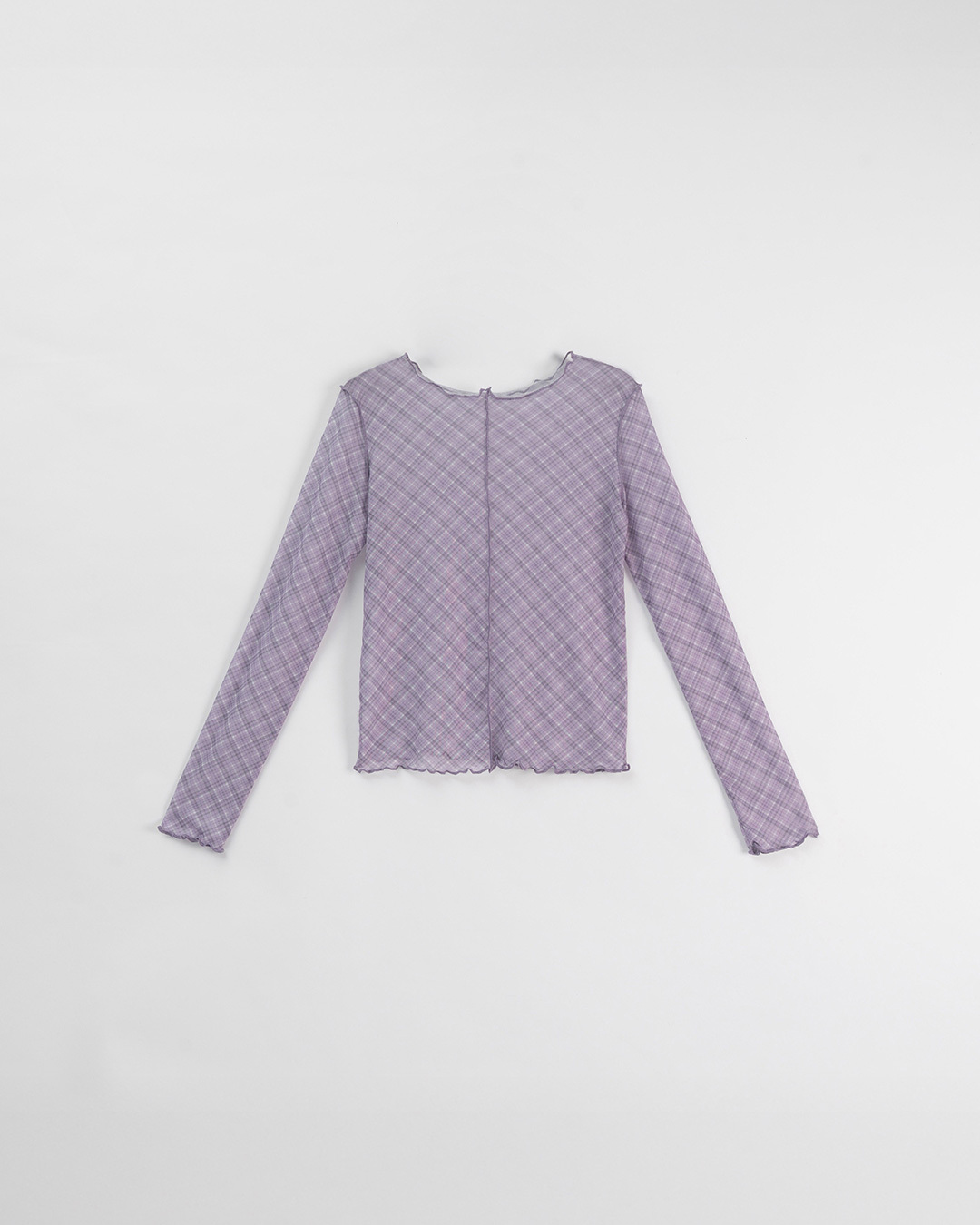 チェック柄フリル透けトップス　4色展開