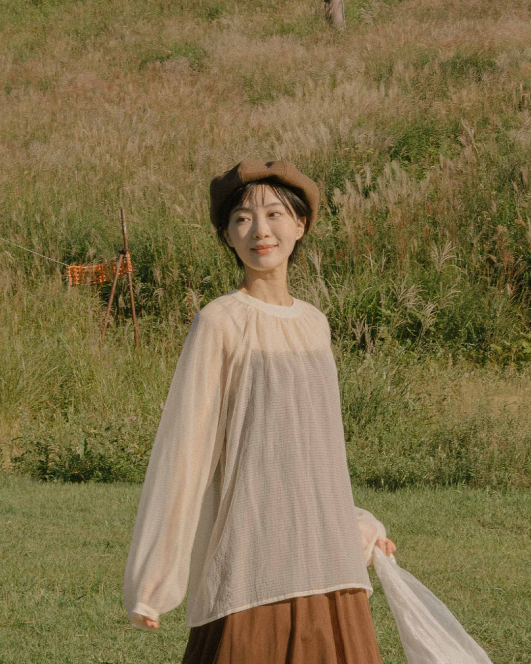 シアーチェックトップス 2色展開