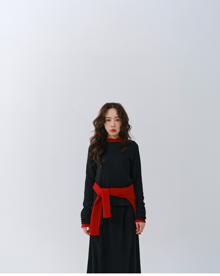 バックリボン透かし編みニット 2色展開