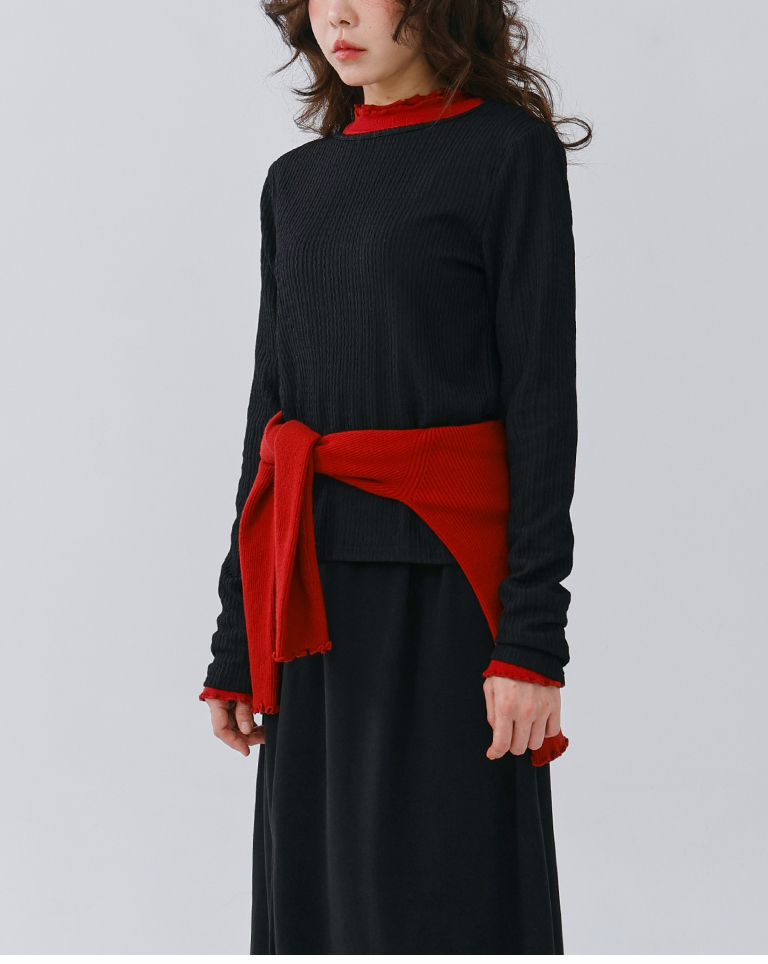 バックリボン透かし編みニット 2色展開