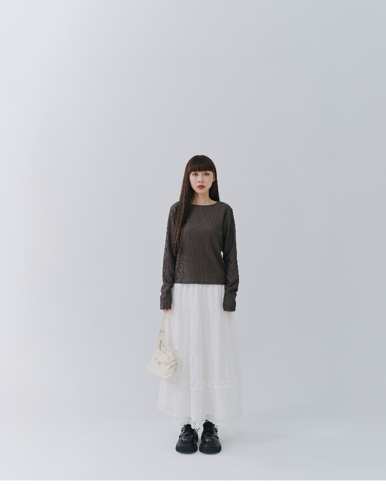 バックリボン透かし編みニット 2色展開