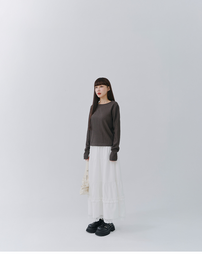 バックリボン透かし編みニット 2色展開