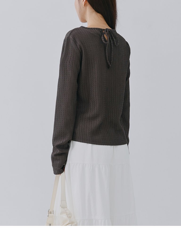 バックリボン透かし編みニット 2色展開