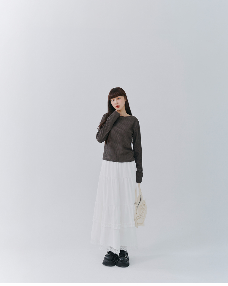 バックリボン透かし編みニット 2色展開