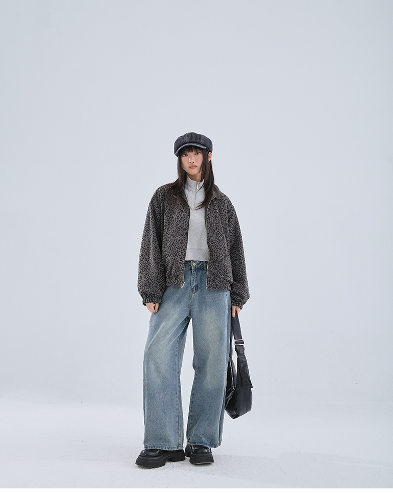 ハーフジップ起毛ショートスウェット 3色展開