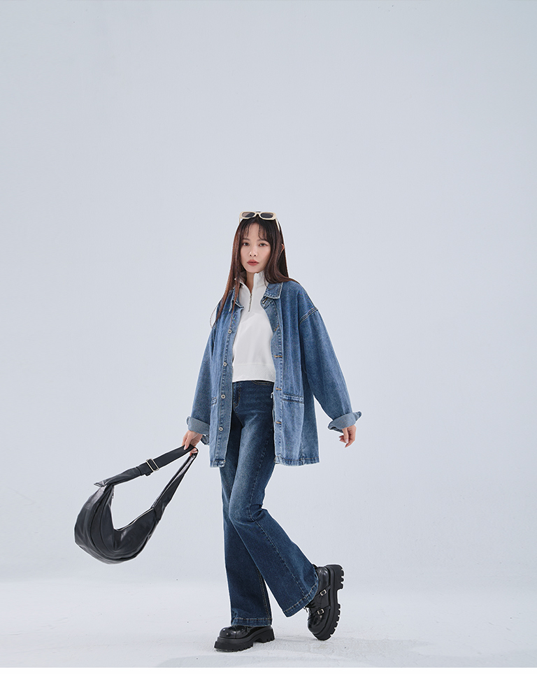 ハーフジップ起毛ショートスウェット 3色展開