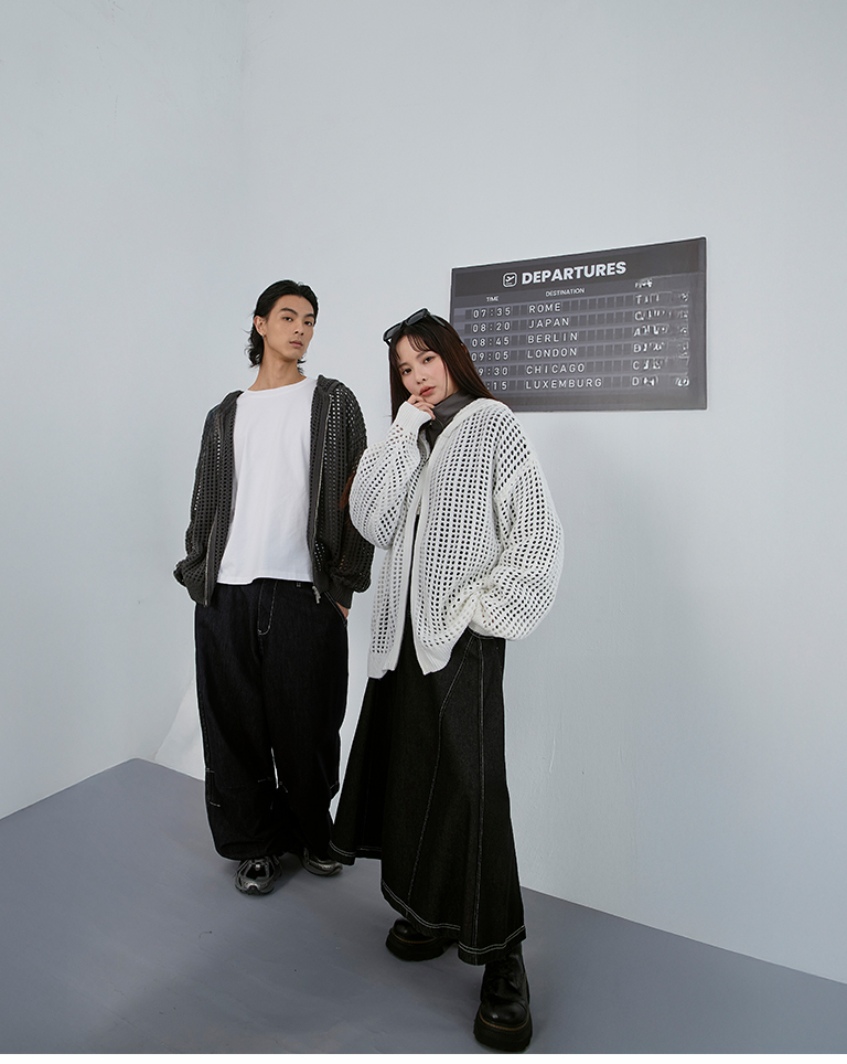 ハーフジップ起毛ショートスウェット 3色展開