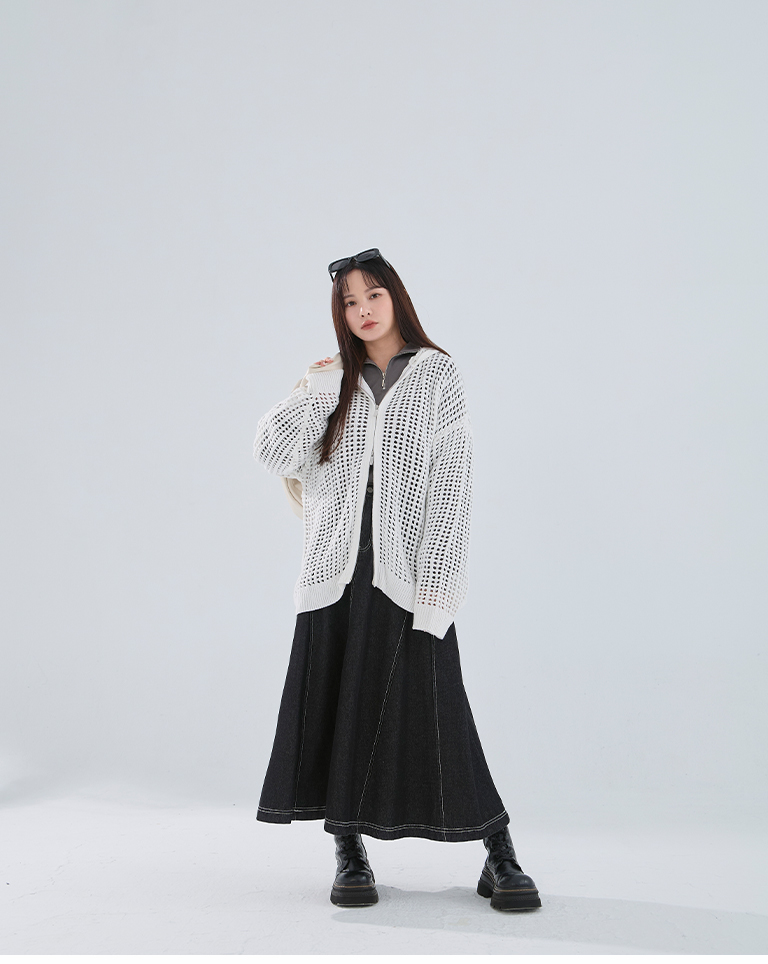 ハーフジップ起毛ショートスウェット 3色展開