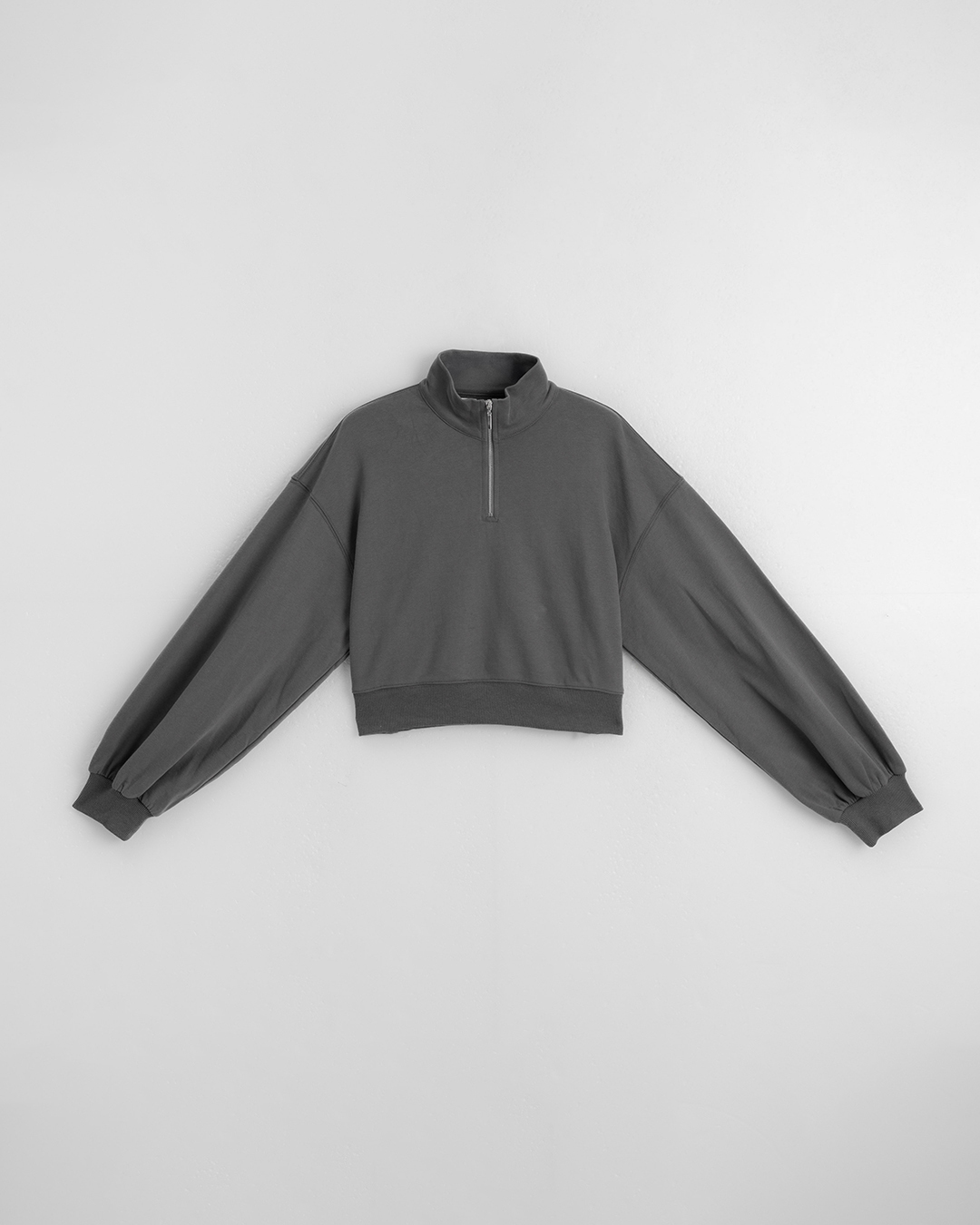 ハーフジップ起毛ショートスウェット 3色展開