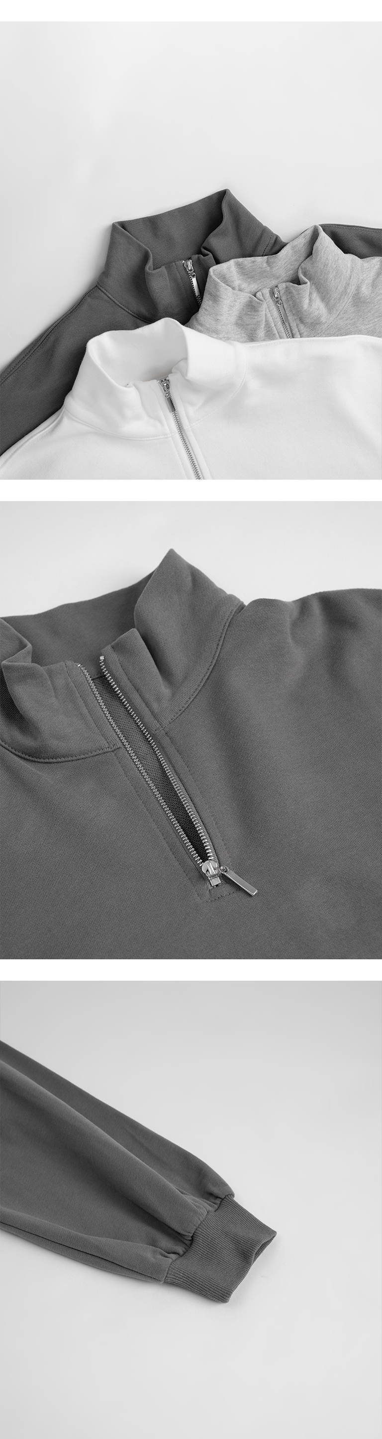 ハーフジップ起毛ショートスウェット 3色展開