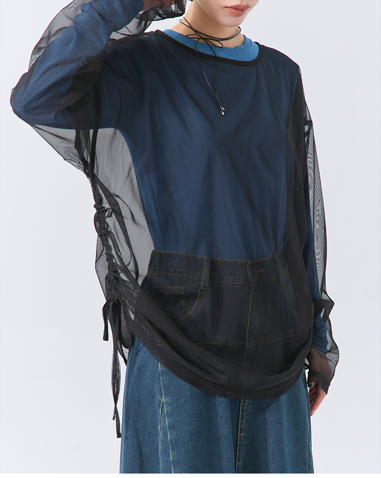 サイドギャザーシアートップス 3色展開