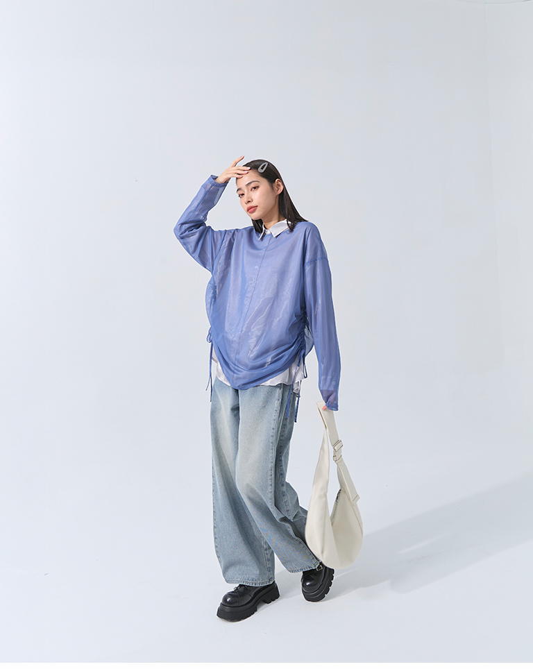 サイドギャザーシアートップス 3色展開