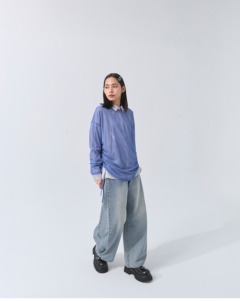 サイドギャザーシアートップス 3色展開