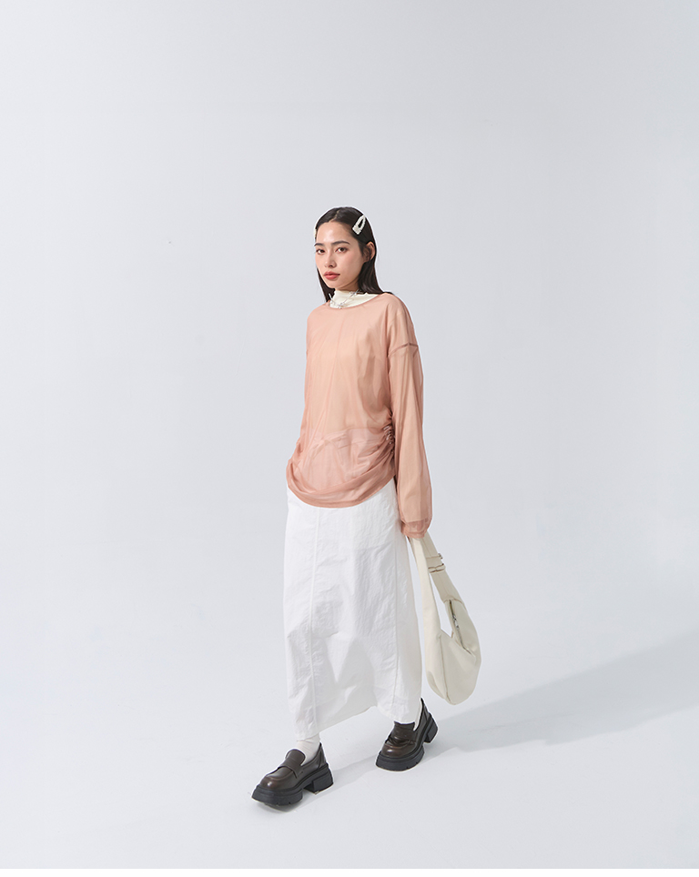 サイドギャザーシアートップス 3色展開