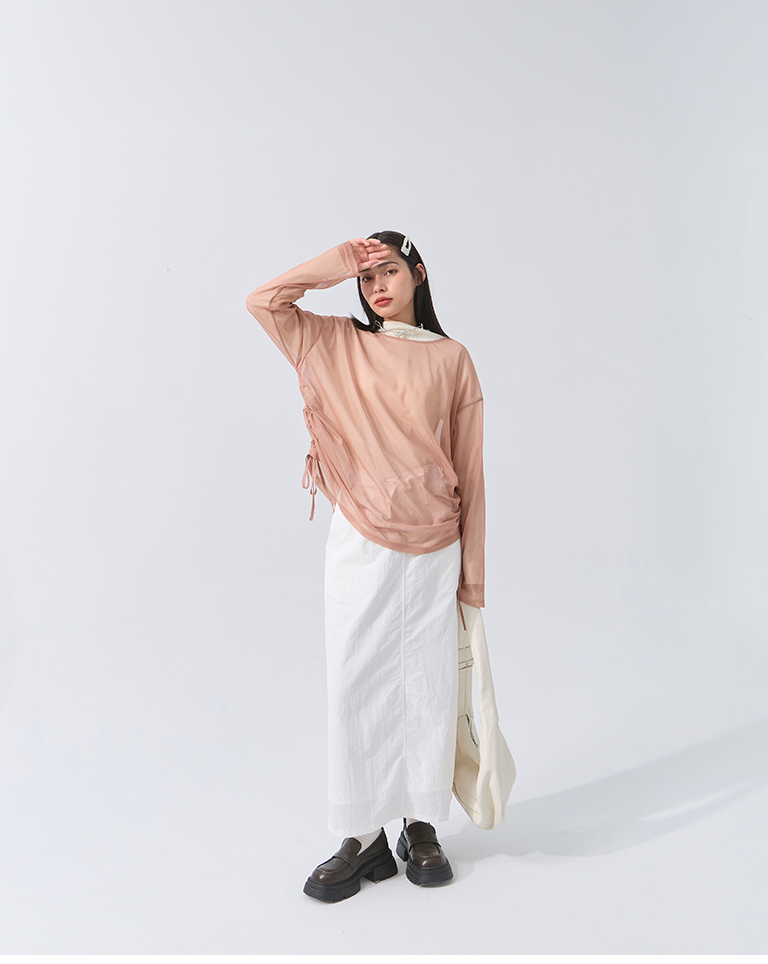 サイドギャザーシアートップス 3色展開