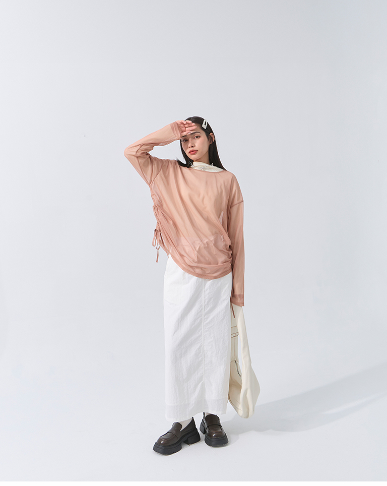 サイドギャザーシアートップス 3色展開