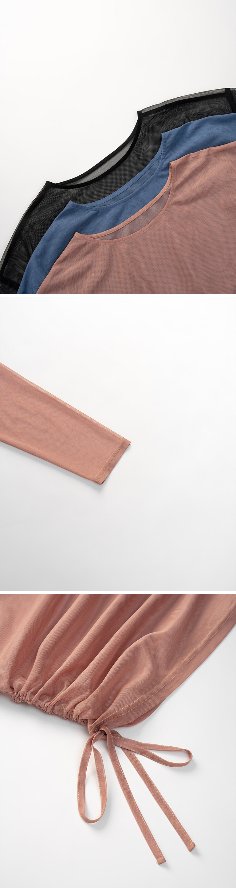 サイドギャザーシアートップス 3色展開