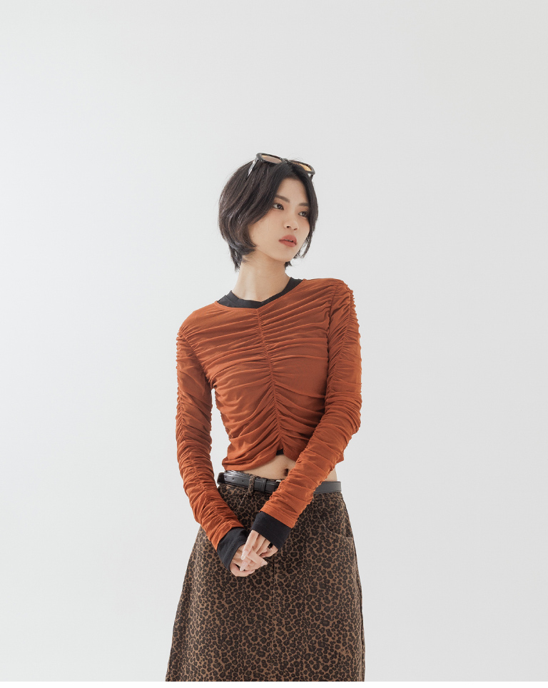 クロップド長袖トップス 3色展開