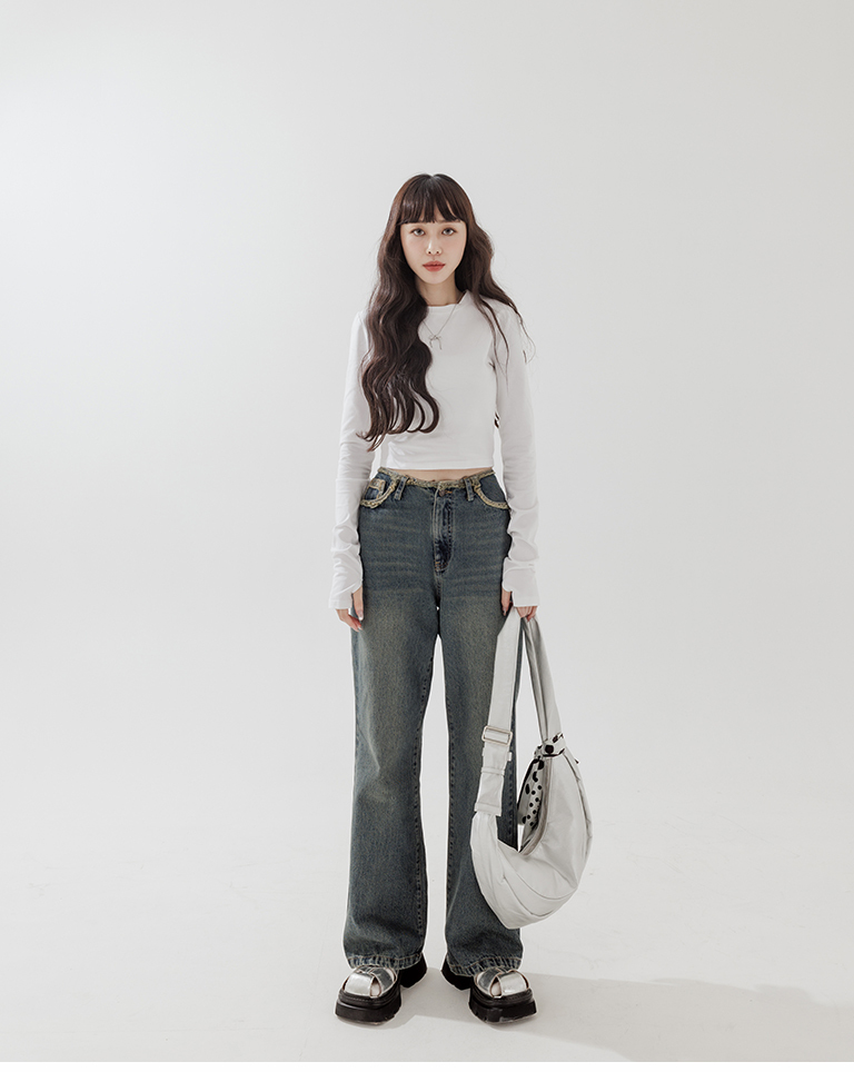 クロップド長袖トップス 3色展開