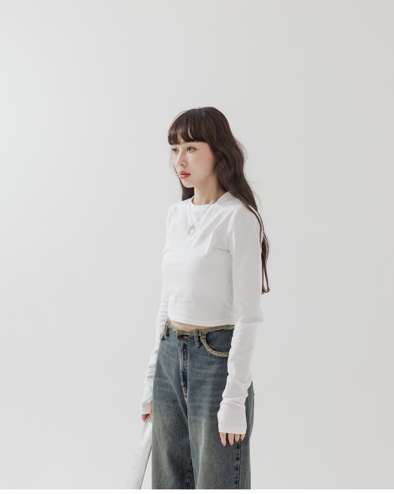 クロップド長袖トップス 3色展開