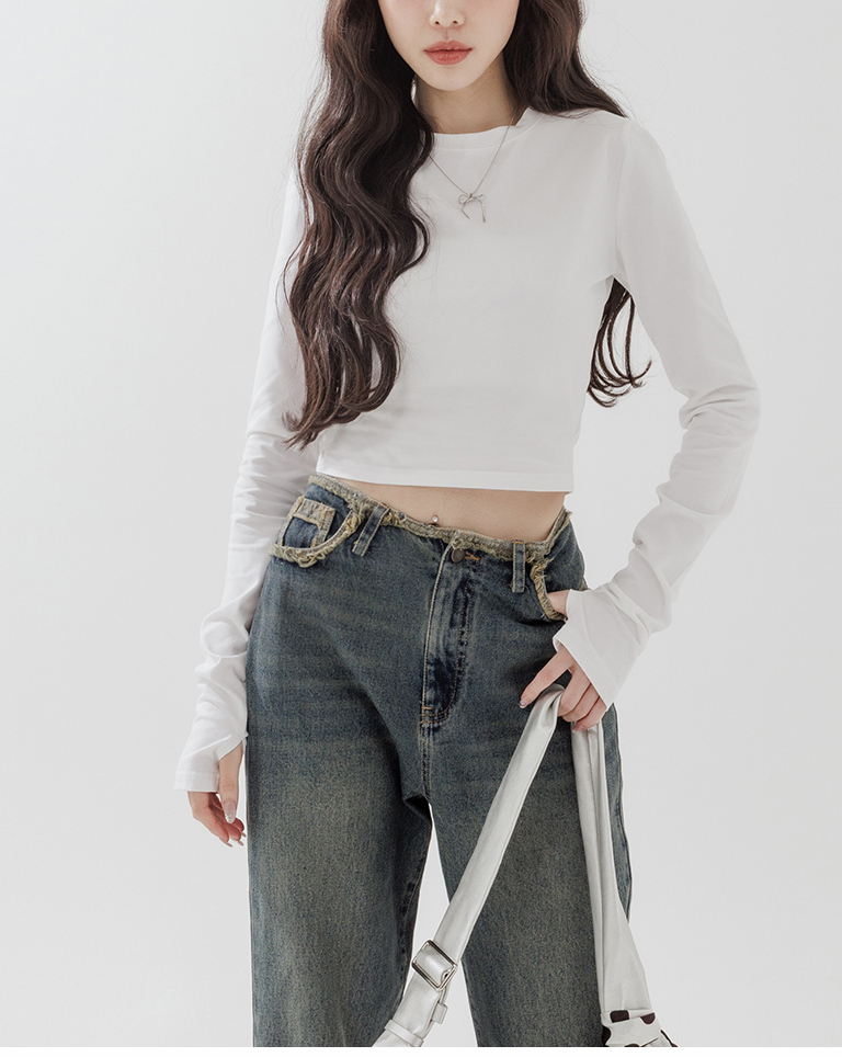 クロップド長袖トップス 3色展開