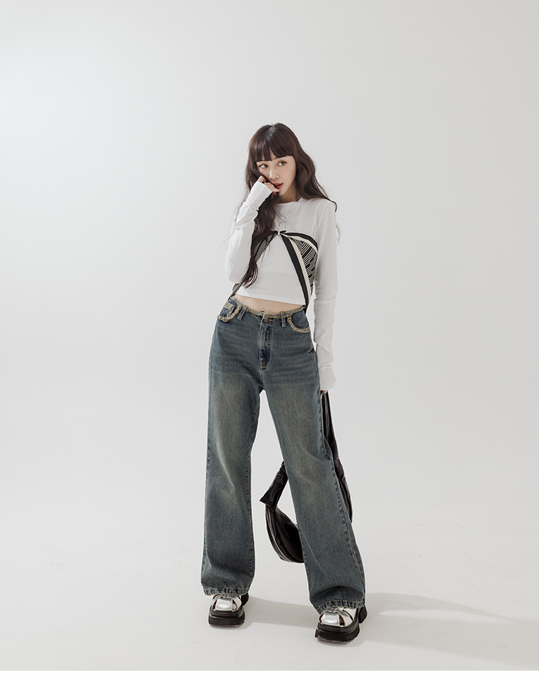 クロップド長袖トップス 3色展開