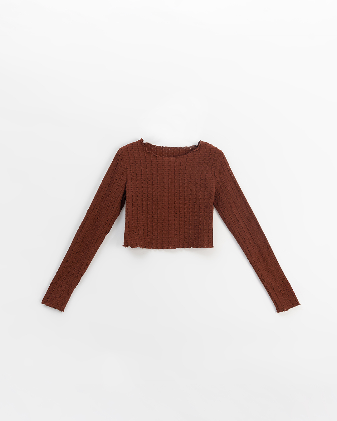 ウェーブリブフリルトップス 3色展開