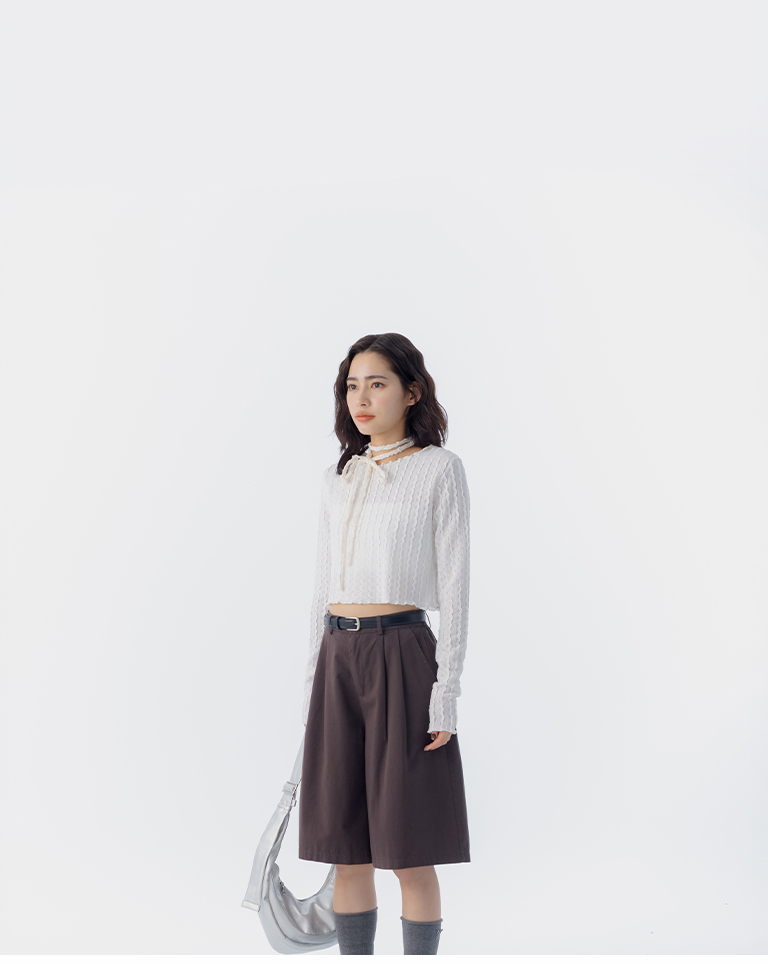 ウェーブリブフリルトップス 3色展開