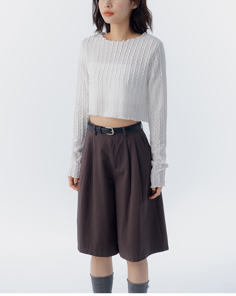 ウェーブリブフリルトップス 3色展開