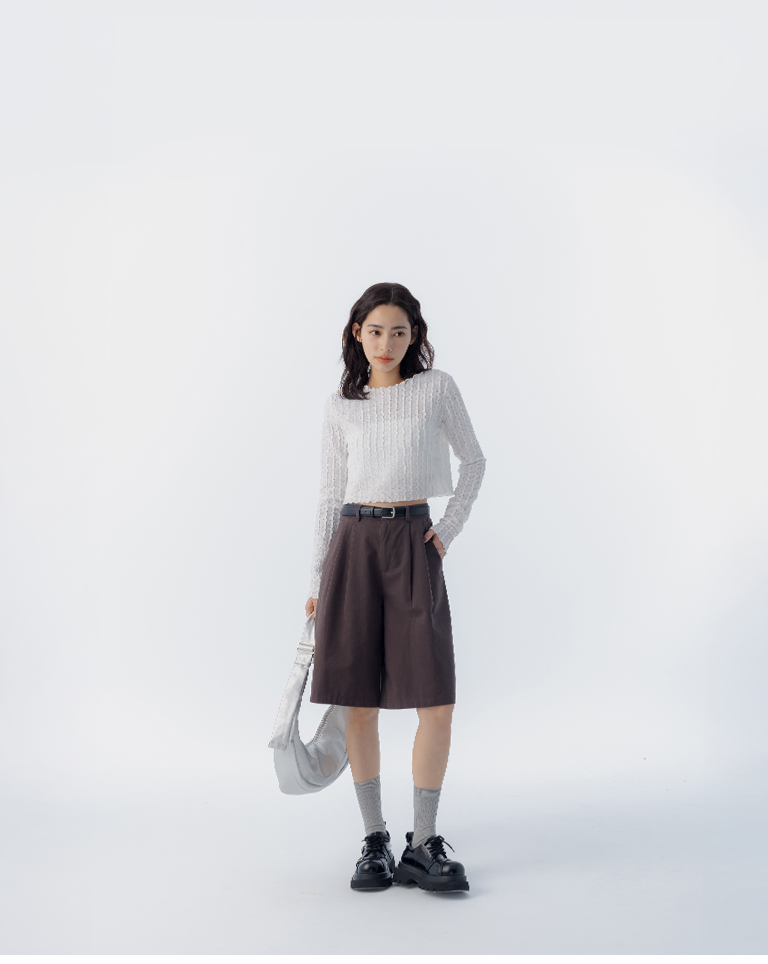 ウェーブリブフリルトップス 3色展開