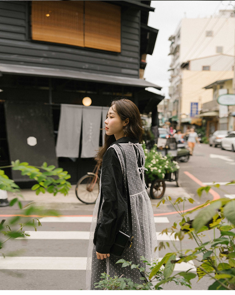 ドットシアーフリルタイジレ グレー