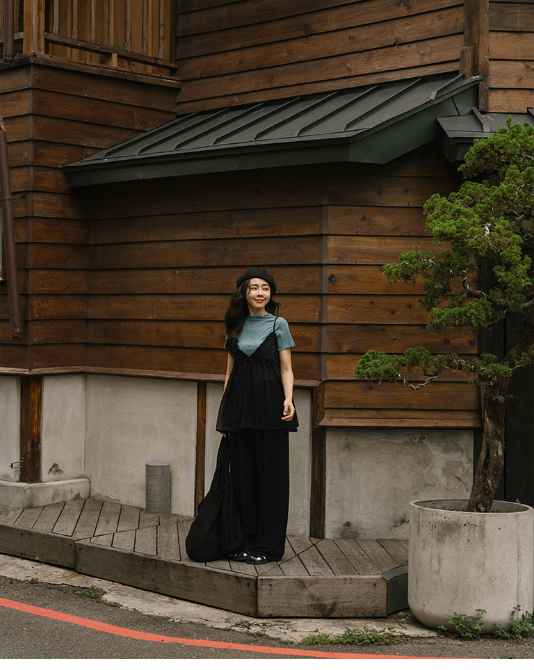 シアーフリルリボンキャミソール - ブラック