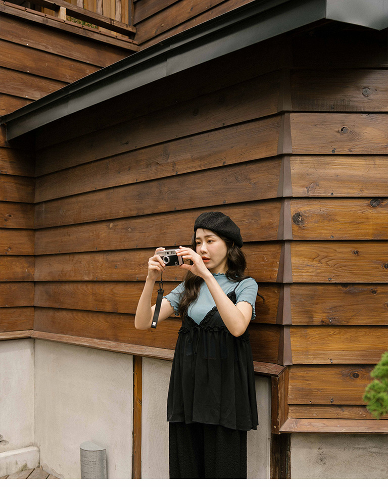 シアーフリルリボンキャミソール - ブラック