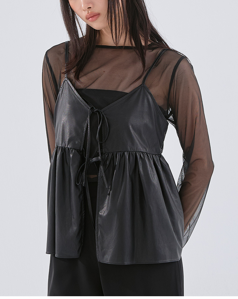 レザーリボンキャミベスト