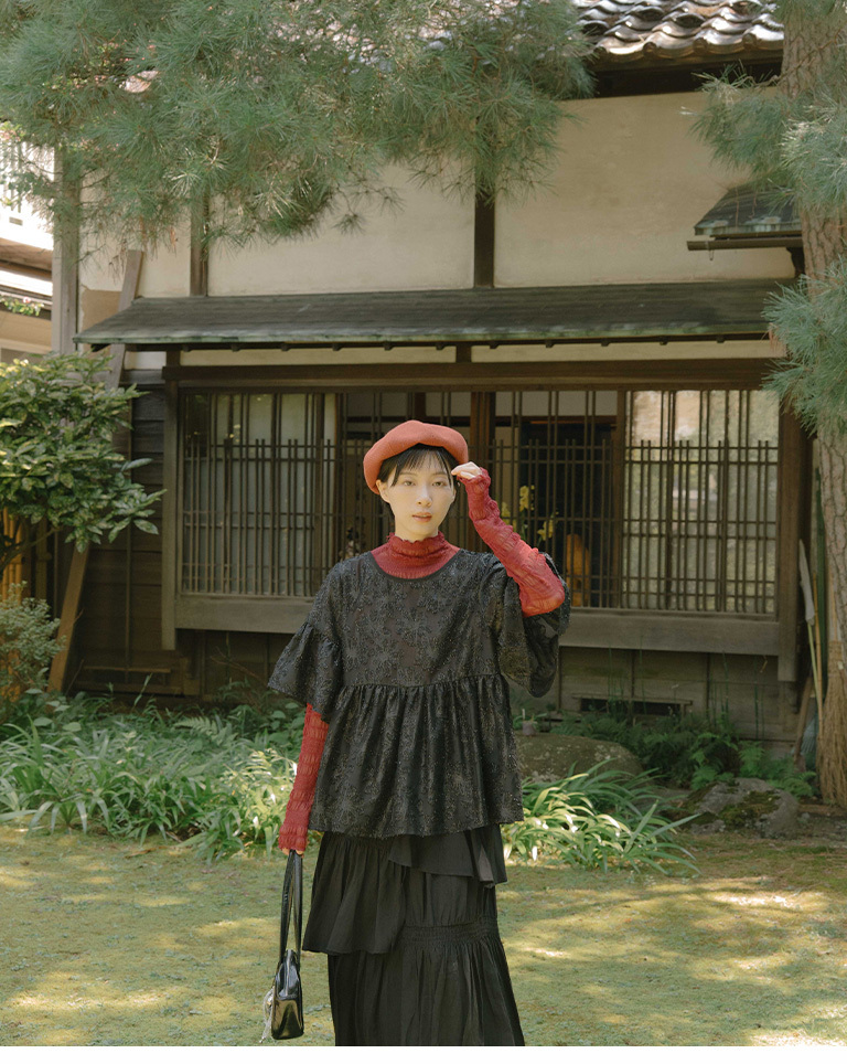 ツヤ感ジャガード2WAYブラウス 2色展開